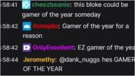 Fans excited about the Gamer of the Year winner (Image via Twitch)